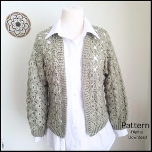 Wzór na szydełkowy kardigan, lekki sweter w dużym rozmiarze.