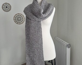 Crochet Scarf Pattern, Unisex Design, Winter Accessories for Man and Women, Instant Download PDF.