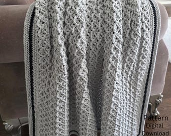 Crochet Blanket Pattern, Winter Home Decor, Sizes: Crib, Langhan, Small Throw, Large Throw.