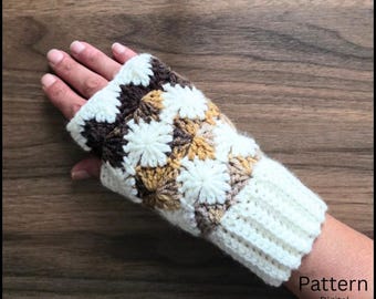 Crochet Fingerless Glove Pattern, Textured Stitch, Winter Acsessories.