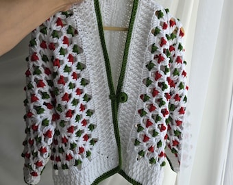 Crochet Christmas Cardigan Pattern: Hexagon Design, Plus Size