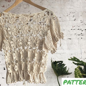 Lacy Crochet Top Pattern for Women, Written Instructions, Clear Pictures & Full Video Tutorial, Light Weight Summer Blouse. image 2