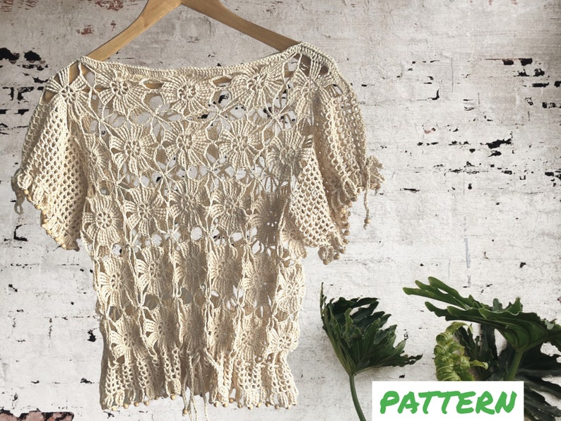 Lacy Crochet Top Pattern for Women, Written Instructions, Clear Pictures & Full Video Tutorial, Light Weight Summer Blouse. image 2