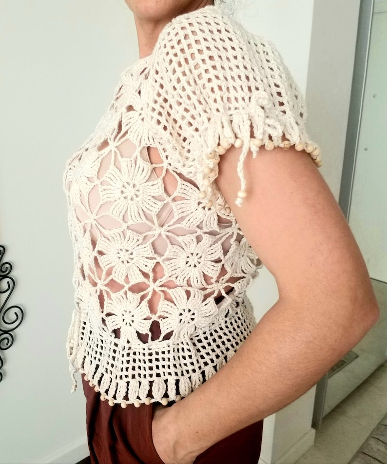 Lacy Crochet Top Pattern for Women, Written Instructions, Clear Pictures & Full Video Tutorial, Light Weight Summer Blouse. image 3