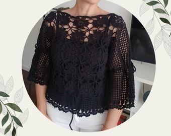 MARION Vintage CROCHET LACE TOP ブラック 1AB8CE45-2F51-4FC4-BD19-