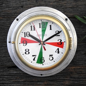 Sliver Finish Radio Marine Vintage Maritime Seiko Wall Clock Silent/Sweep Nautical Industrial Slave Ship clock Navigation Aluminum Brass