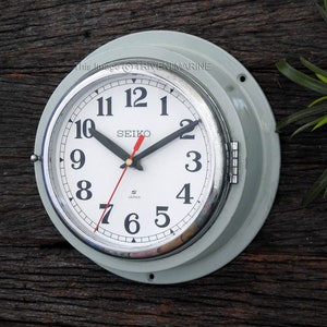 Vintage Maritime Seiko Wall Clock Silent/Sweep Nautical Industrial wall decor clock Slave Ship clock Navigation Aluminum Brass