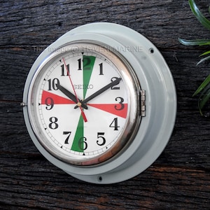 Radio Marine Clock Vintage Maritime Seiko Wall Clock Silent/Sweep Nautical Industrial wall decor Slave Ship clock Navigation Aluminum Brass