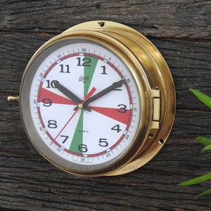 Nautical Solid Brass Maritime Wall Clock Silent Sweep Schatz Royal Mariner Navigation Slave Ship clock Vintage Made in Germany