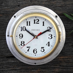 Sliver Finish Vintage Maritime Seiko Wall Clock Silent/Sweep Nautical Industrial wall decor clock Slave Ship clock Navigation Aluminum Brass