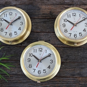 World Clock Maritime Slave Brass Clock Vintage Navigation Ships Marine Boat Nautical Quartz wall clock Industrial Retro clock Silent Sweep
