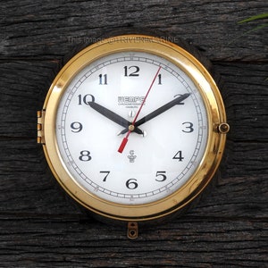 Navigation Brass Finish Maritime Wall Clock Silent/Sweep Movement Nautical Industrial Slave Ship Retro clock Vintage WEMPE Hamburg Germany