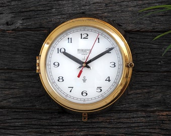 Wempe Hamburg Brass Ship Clock & Barometer Set – Vintage Nautical