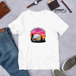 T25/T3 High-top Adventure with no limits Campervan Unisex t-shirt - Camper Van Unisex t-shirt - Van Life - Camping Gifts for Him or Her