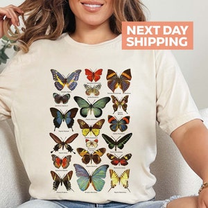 Vintage Butterfly & Moth T-shirt, Aesthetic Butterfly Gift, Cottagecore Shirt, Cute Botanical Tee, Boho Butterflies T-Shirt, Gift For Her