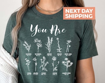 You Are Bible Verse T-Shirt, Wildflower Christian Shirt, Inspiration Tee, Religious Gift, Bible Verse Christian Clothing,Retro Religious Tee