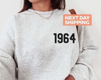 62nd Birthday Sweatshirt, Vintage 1964 Sweatshirt, 62nd Birthday Gift, Pocket 1964 Hoodie, 61 Years Old, 62nd Birthday Gift For Grandparents