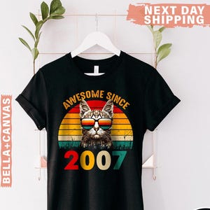2007 Retro Cool Cat Shirt, Vintage 2007 Shirt, Awesome Since 2007, 18th Birthday Shirt, 18th Birthday Women, Classic 2007 Shirt, 18th Shirt