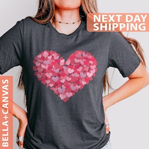 T-shirt dubbel hart, shirt valentijnshart voor vrouwen, T-shirt liefdeshart, Valentijnsdagcadeau, T-shirt liefde, T-shirt hart, hart kerstcadeau