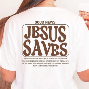 Aesthetic Jesus Saves Shirt, Bible Verse Shirt, Christian Apparel, Brown Christian Shirt, Jesus Apparel, Christian Streetwear Clothing