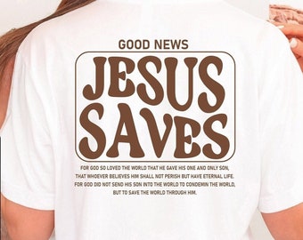 Aesthetic Jesus Saves Shirt, Bible Verse Shirt, Christian Apparel, Brown Christian Shirt, Jesus Apparel, Christian Streetwear Clothing
