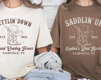 Custom Last Rodeo Bachelorette Shirts Same Cowboy Forever Last Hoedown Country Bach Nashville Bachelorette Party Cowgirl Bridal Party Shirts