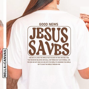 Aesthetic Jesus Saves Shirt, Bible Verse Shirt, Christian Apparel, Brown Christian Shirt, Jesus Apparel, Christian Streetwear Clothing