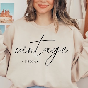 Presente de aniversário personalizado, presente de aniversário personalizado para mulheres, presente de melhor amiga para namorada, vintage 1985, presente para esposa, moletom 1985