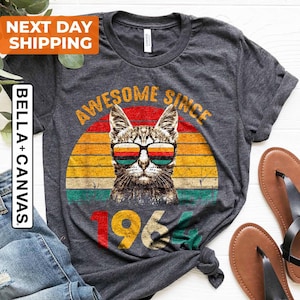 1964 Retro Cool Cat Shirt, 61st Birthday Shirt, 61st Birthday Gift For Men, Awesome Since 1964 Shirt, 61st Birthday Gift, Born In 1964 Shirt
