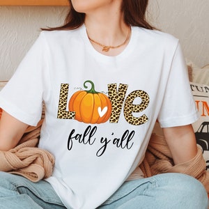 Love Fall Y&#39;All Shirt, Leopard Print Fall Shirt, Peace Love Thanksgiving, Thanksgiving, Hello Pumpkin, Fall Vibes, Family Thanksgiving Shirt