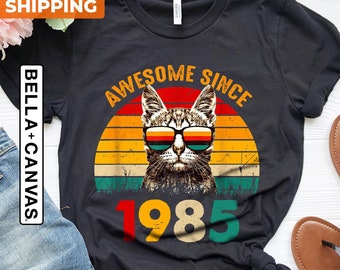1985 Retro Cool Cat Shirt, Vintage 1985 Shirt, Awesome Since 1985 , 40th Birthday Shirt, 40th Birthday Women, Classic 1985 Shirt, 1985 Shirt
