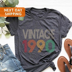 Vintage 1990-shirt, 35e verjaardagsshirt, 35e verjaardagscadeau voor vrouwen, 35e verjaardagscadeau voor mannen, 35e verjaardag beste vriend, 35e verjaardag T-shirt