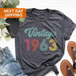 chemise vintage 1963, cadeau 62e anniversaire pour femme, cadeau 62e anniversaire pour homme, 62e anniversaire meilleure amie, 62e anniversaire chemise