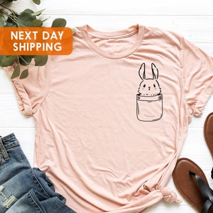 Bunny Pocket Designs Shirt, Cute Bunny Shirt, Rabbit Lover Shirt, Bunny Lover Tee, Animal Lover Shirt, Easter Bunny Shirt,Easter Party Shirt