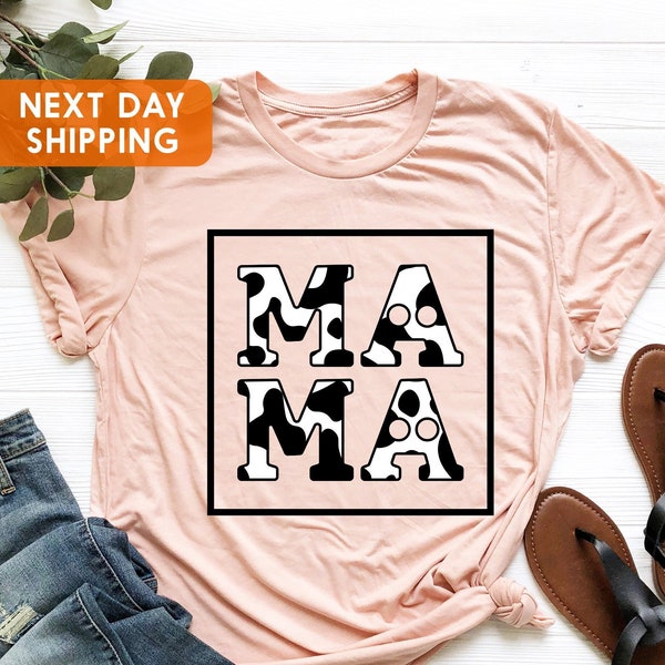 Mama Cow Print Shirt, Funny Cow Shirt, Gift for Cow Lover, Cow T shirt for Women, Mother's Day Shirt, Christmas Gift, Mama T shirt