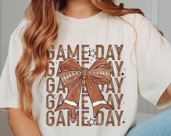 Game Day Football Bow Comfort Colors Tee