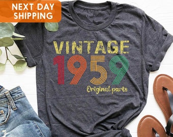 Camiseta de 67.º cumpleaños, con piezas originales de 1959, regalo de 67.º cumpleaños para hombre, nacido en 1959, camiseta de 67.º cumpleaños para mujer, camiseta vintage de 1959