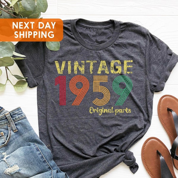 65th Birthday Shirt, 1959 Original Parts Shirt, 65th Birthday Gift For Men, Born In 1959, 65th Birthday Woman Shirt, Vintage 1959 Shirt