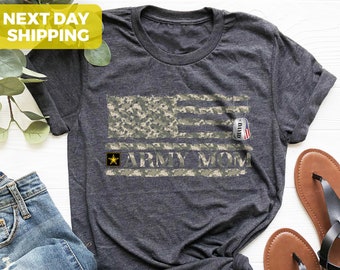 Personalized Army Mom Shirt, US Camo Flag Proud Army Mom Shirt, Military Mom Shirt, Soldier Mom T-Shirt, Army Family, U.S.A Army Mom Gift