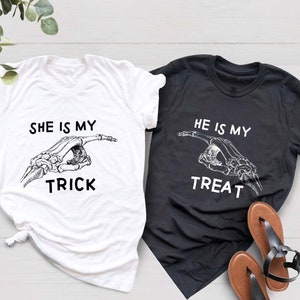 Halloween Couple Shirts, Trick or Treat, Matching Halloween Shirts, Couple Funny Tee, She&#39;s My Trick, He&#39;s My Treat, Family Matching Shirt