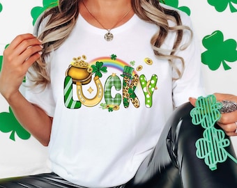 Lucky Shirt For St. Patrick's Day, Rainbow Lucky Tee, St. Patrick's Day Shirt, Shamrock Shirt, Lucky shirt, St Patrick's T-Shirt For Women's