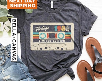 Vintage 1986 Limited Edition Cassette T-Shirt, 1986 Birthday Shirt, 40th Birthday Gift For Women, 40th Birthday Shirt, 40th Birthday Men Tee