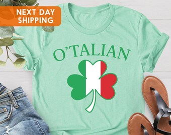 O'talian St Patrick's Day Shirt, Italy Flag Clover Shirt, Italian Shamrock Shirt, St Patty Day Outfit Men, Irish Shamrock Shirt, Irish Gifts