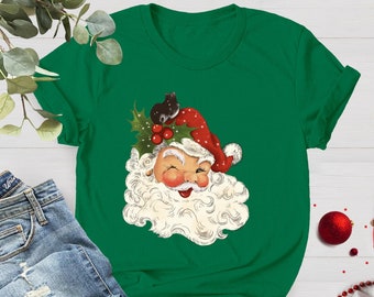 Merry Christmas Shirt, Retro Santa Shirt, Santa Tee, Vintage Holiday Shirt, Vintage Graphic Tee, Christmas Shirt, Vintage Santa Graphic Tee