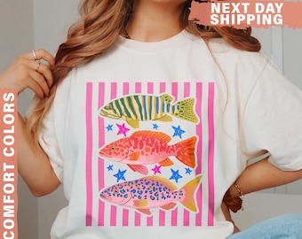Comfort Colors® Colorful Maximalist Tropical Fish Trio T-Shirt
