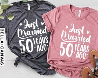 Just Married 50 Years Ago, 50th Wedding Shirt, 50th Anniversary Matching Shirts, Couples Matching Shirts