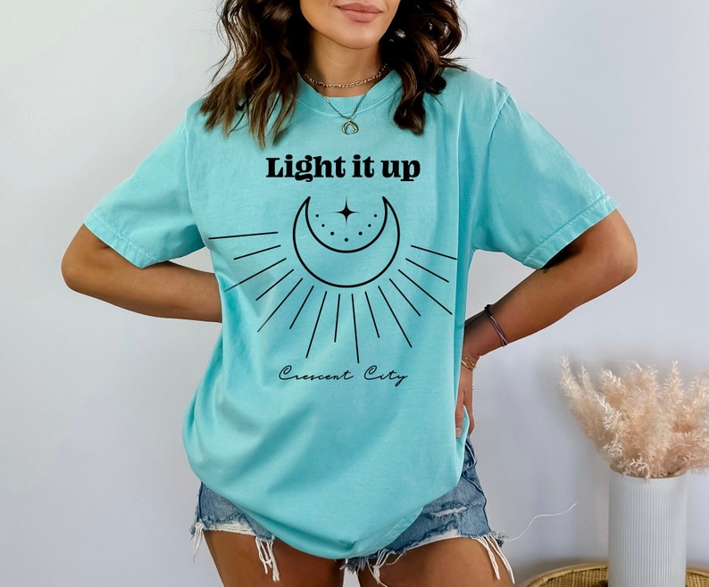 Light It Up SJM Shirt, Crescent City Shirt, Bookish Shirt, Acotar Velaris Shirt, House Of Earth, Comfort Colors® SJM, Book Lover Shirt image 4