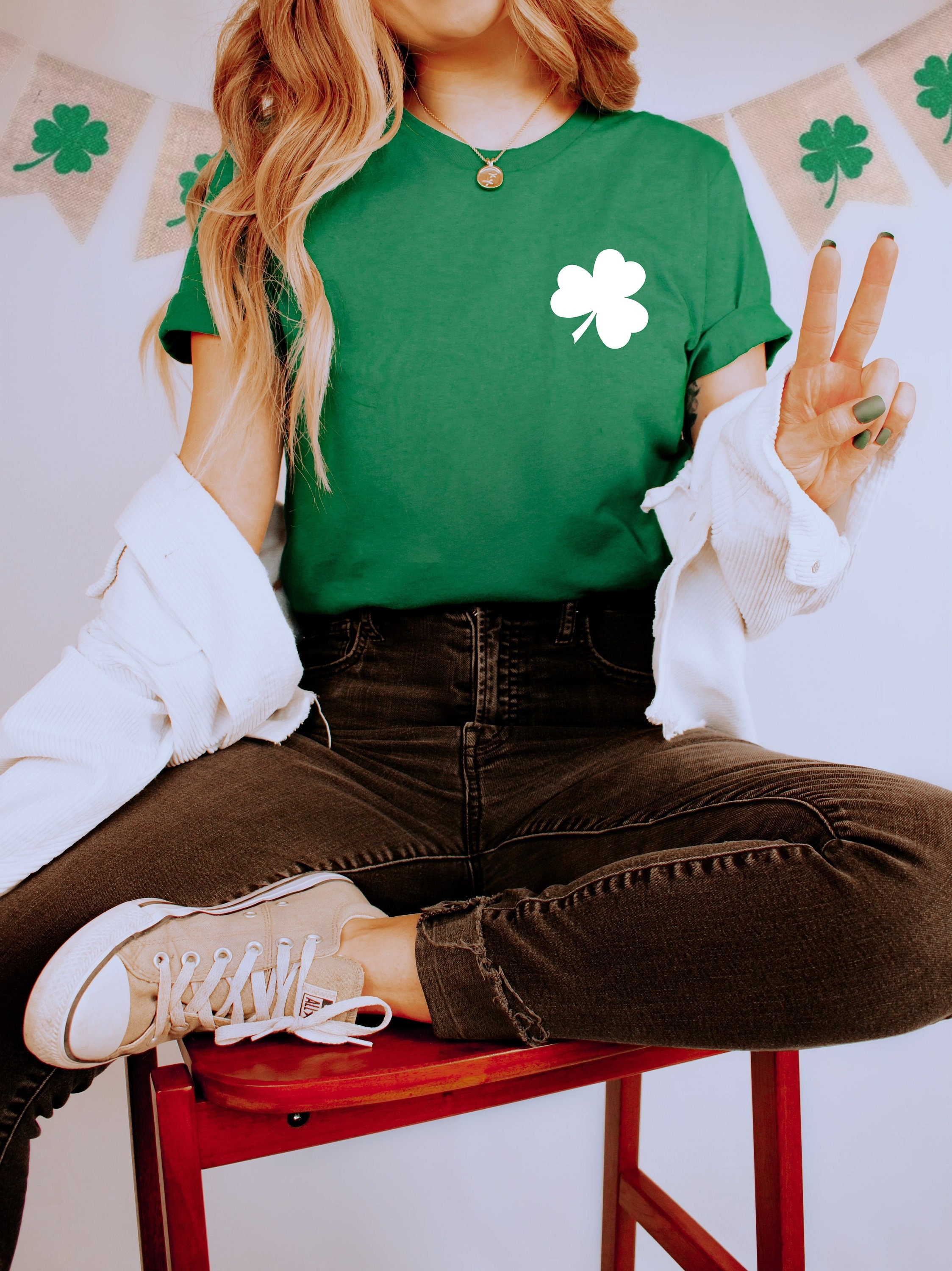 Minimalist Shamrock Shirt, Irish Women Shirt, Shamrock Lover Shirt