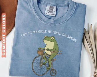 Wranglin My Feral Grandkids Funny Grandma Tee Cottagecore Frogcore Tshirt Great-Grandma Sweatshirt Nana Sweater Mimi Mothers Day Gift Kids
