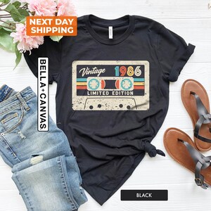 Vintage 1986 Limited Edition Cassette T-Shirt, 1986 Birthday Shirt, 40th Birthday Gift For Women, 40th Birthday Shirt, 40th Birthday Men Tee image 2